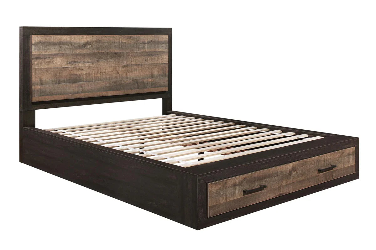 6 PC Bedroom set Rustic Dark Ebony Miter Bedroom Collection 1762 MZ365