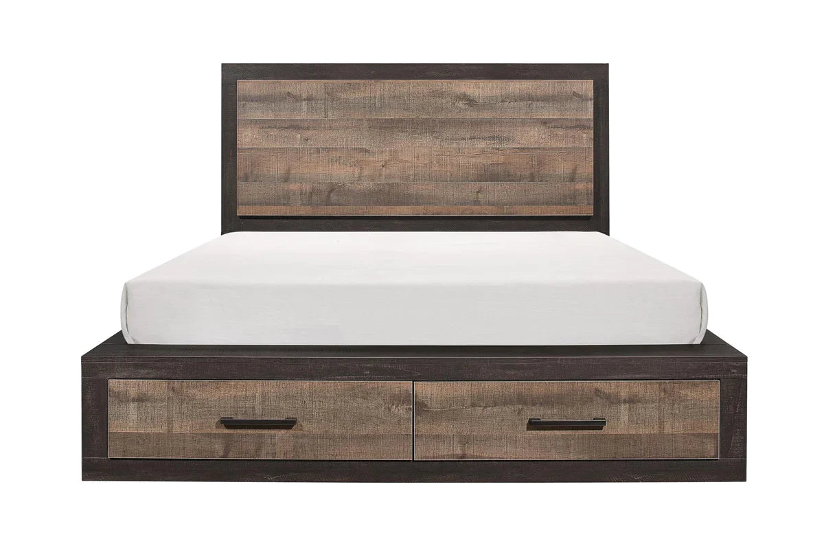 6 PC Bedroom set Rustic Dark Ebony Miter Bedroom Collection 1762 MZ365