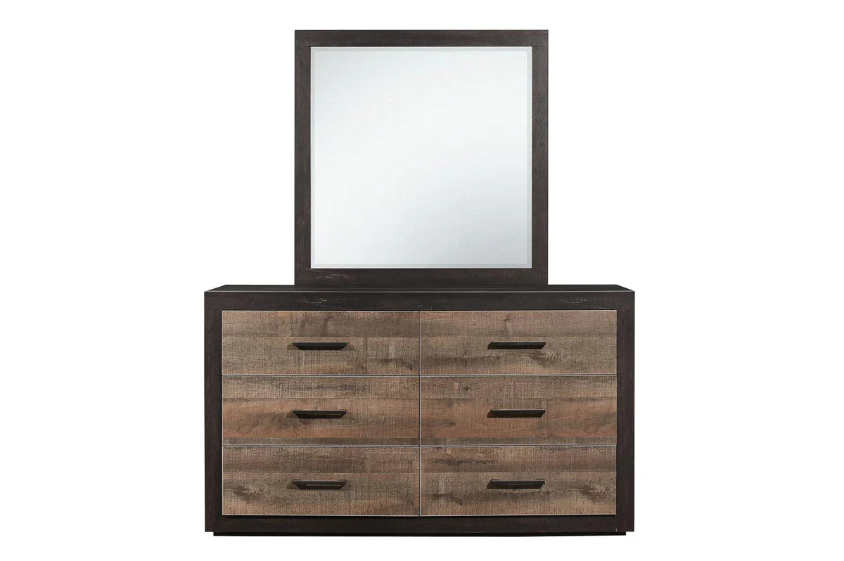 6 PC Bedroom set Rustic Dark Ebony Miter Bedroom Collection 1762 MZ365
