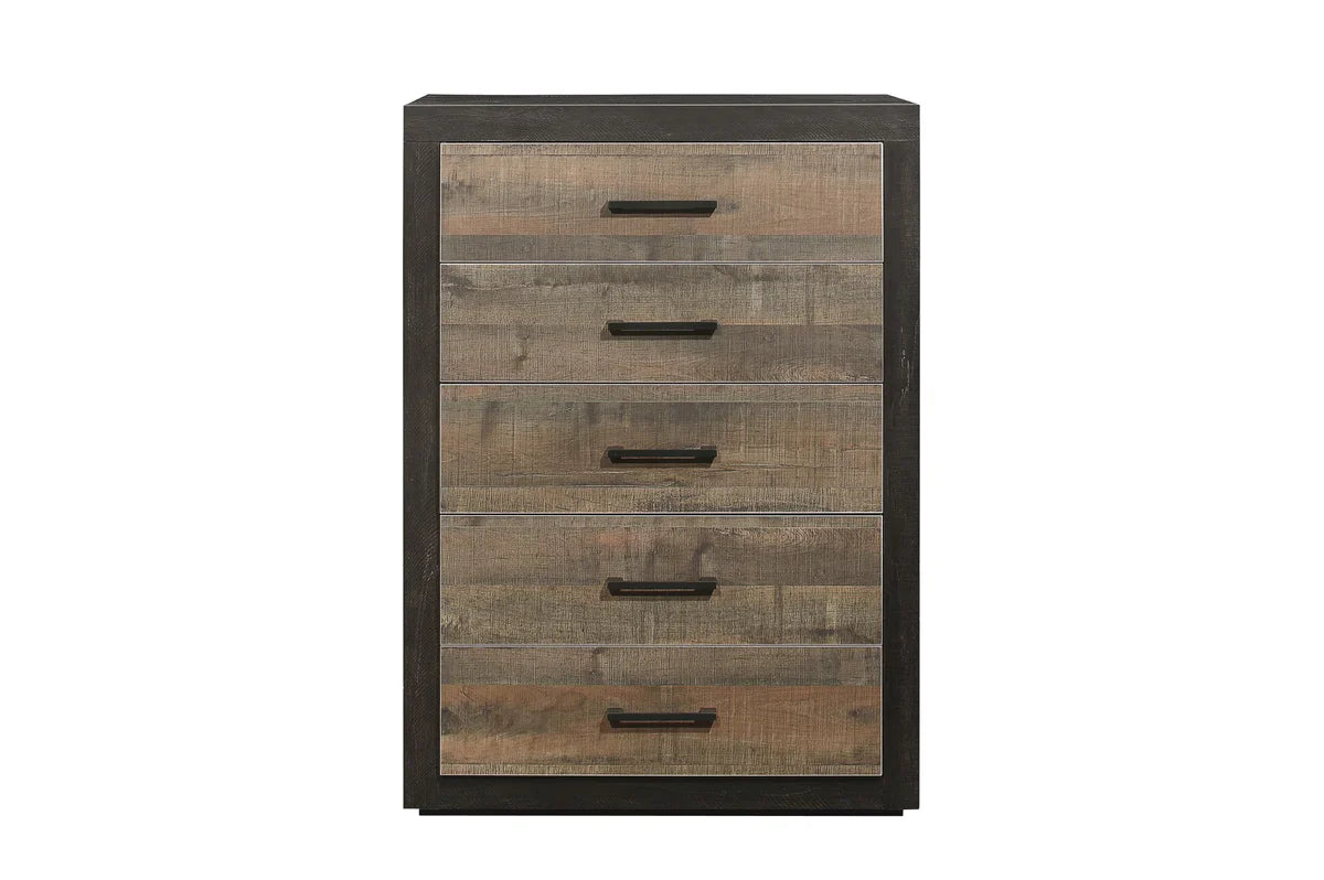 6 PC Bedroom set Rustic Dark Ebony Miter Bedroom Collection 1762 MZ365