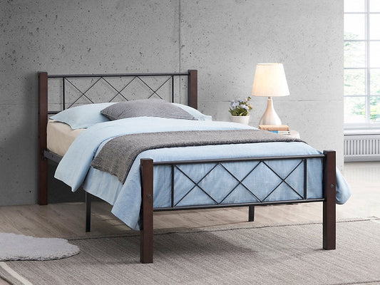 Metal Platform Bed w/ Wooden Posts